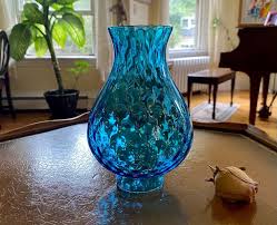 vintage blue glass hurricane lamp shade