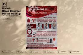 blood donation poster mockup psd template