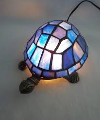 stained glass and brass turtle lamp