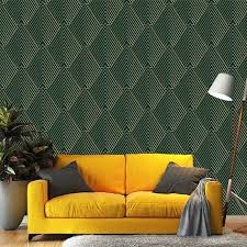 Green Gold Art Deco Geometric Wallpaper