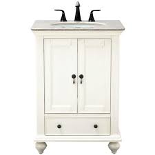If you're a diyer, our installation guide can show you how to install your bathroom vanity. Home Decorators Collection Newport 25 In W X 21 5 In D Bath Vanity In Ivory With Granite Vanity Top In Champagne With White Sink 9085 Vs25l Dw The Home Depot