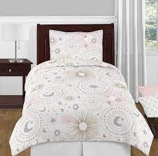 celestial pink and gold twin bedding