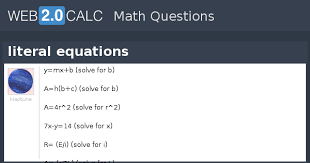 View Question Literal Equations
