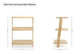 Low Leaning Ladder Shelves In Oak