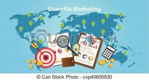 Guerilla Marketing Concept With World Map And Graph Chart Goals Target
