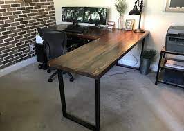 Get free shipping on qualified solid wood desks or buy online pick up in store these metal desks often have a solid wood top with metal legs and shelving to create a vintage look that combines a touch of modern style. Free Shipping L Shaped Desk Reclaimed Wood Desk Wood And Etsy
