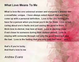 what love means to me poem by andrew evans