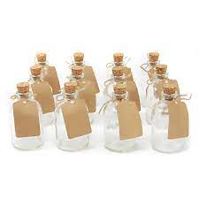 White Set Of 12 Mini Glass Bottles