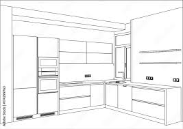 3d vector sketch modern kitchen design