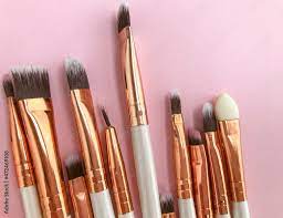 makeup brushes on a bright background