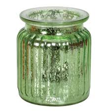 Round Light Green Mercury Glass Vase