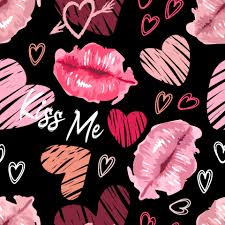 lips in a watercolor style hearts