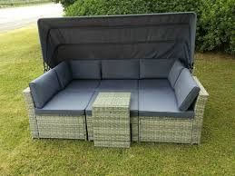 rattan garden sofa set 5 pieces with