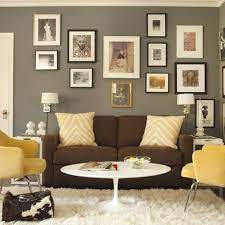 Brown Couch And Grey Walls With White