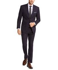 Buy mens navy suit and get the best deals at the lowest prices on ebay! Perry Ellis Men S Slim Fit Stretch Dark Navy Blue Plaid Suit Reviews Suits Tuxedos Men Macy S