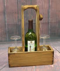 Rustic Wood Wine Caddy Wooden Wine
