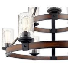 Kichler Barrington 9 Light Distressed Black And Wood Tone Rustic Chandelier In The Chandeliers Department At Lowes Com