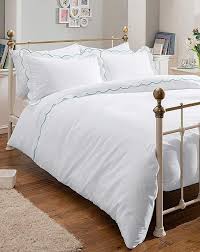 Embroidered Scalloped Trim Duvet Cover