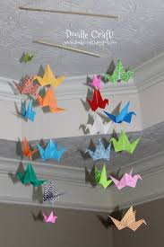 origami flapping paper crane mobile