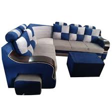 blue and grey solid wood designer sofa set