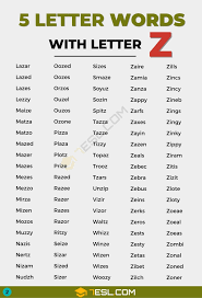 5 letter words with z useful list of