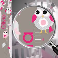 Personalized Growth Chart Owl Pink