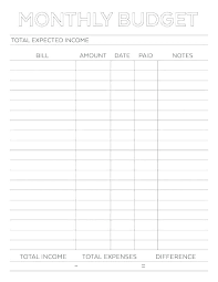 0 Free Printable Monthly Budget Planner Template For Resume