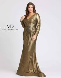Fabulouss By Mac Duggal 49073f Long Sleeve Metallic Dress
