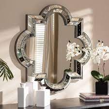 Round Antique Silver Art Deco Mirror