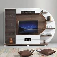 Brown And White Modular Wall Tv Unit