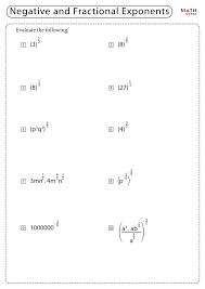 Fractional Exponents Worksheets Math