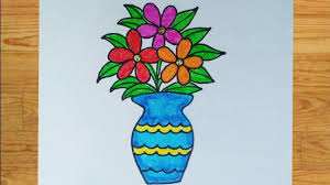 Use chalk paint on clay pots to be able to mark the pots with certain flower names or herbs to create an herb garden. Flower Vase Drawing Flower Vase Easy Drawing How To Draw Flower Vase Flower Design Drawing Youtube