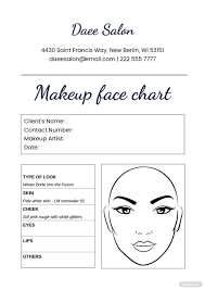 free makeup client record face chart