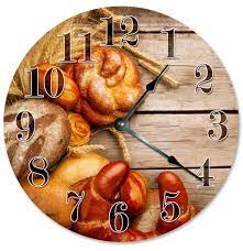 Bread Wheat And Wood Clock Large 10 5