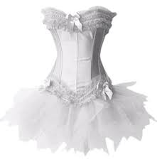 Muka Burlesque Corset And Petticoat White Halloween Costume