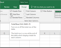 total the data in an excel table