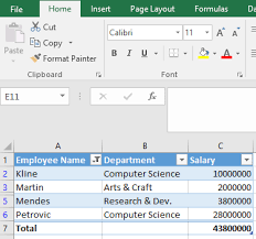 add a total row to a table microsoft
