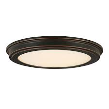 Medallions ceiling lighting accessories the home depot. Commercial Electric 13 In Oil Rubbed Bronze Led Ceiling Flush Mount With White Acrylic Shade 2 Pack Jju3011l Orb The Home Depot