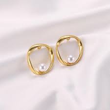 minimalist gold color earrings metal