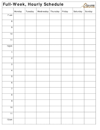 College Schedule Template Hourly Printable Daily Then Weekly More