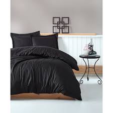Double Bed Set Elegant Stripe Black