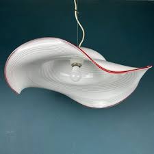 Vintage Swirl White Red Murano Glass
