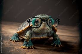 cute turtle with gles humor