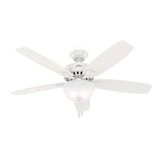 hunter stratford 52 in led indoor fresh white ceiling fan with light kit 50487