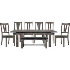 Our threshold dining tables and project 62 dining tables are sure to blend effortlessly into your dining space, so creating a stylish ensemble for a cozy, comforting meal is a breeze. Cambridge Drexel 8 Piece Weathered Gray Dining Set Table 6 Wooden Chairs And Bench 99001 Wd8pc1 Wg The Home Depot