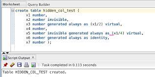 invisible columns in oracle database