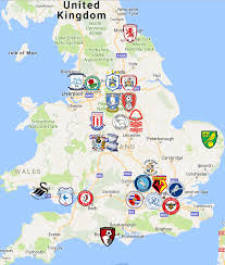 Where are all 20 premier league teams located. Efl Championship Map Clubs Logos Sport League Maps