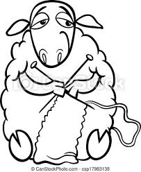 Farm animal coloring pages printable flock of lambs. Knitting Sheep Coloring Page Black And White Cartoon Illustration Of Funny Sheep Farm Animal Knitting For Coloring Book Canstock
