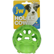 jw pet hol ee cow dog toy small