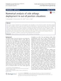 Pdf Numerical Analysis Of Side Airbags Deployment In Out Of